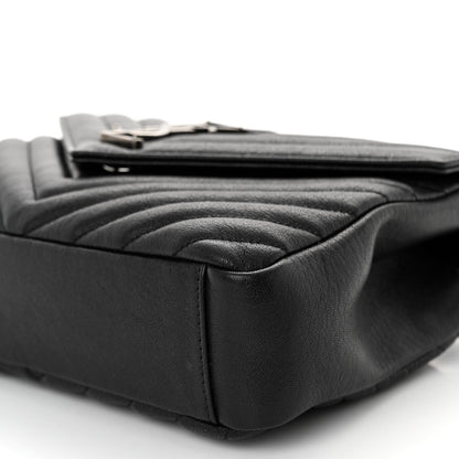 Saint Laurent Sheepskin Matelasse Chevron Monogram Medium College Bag Black 9 of 9