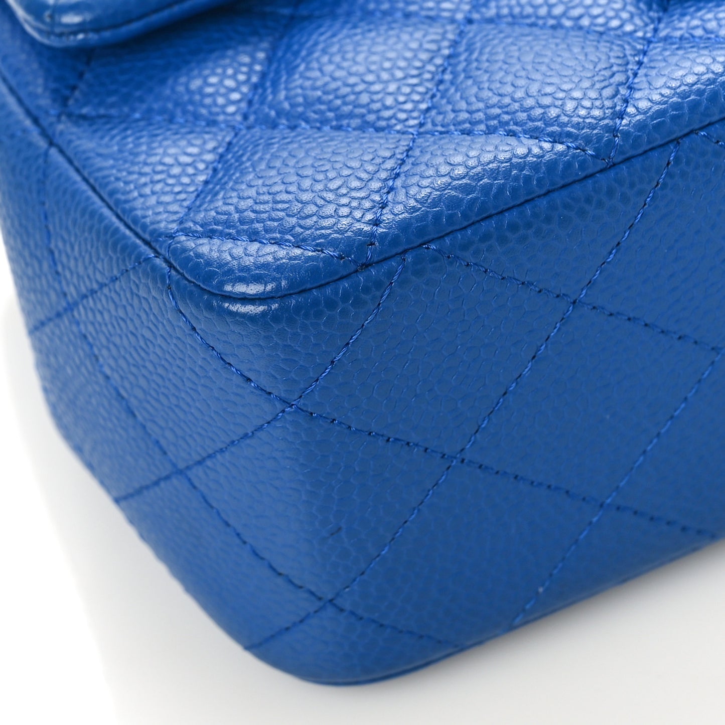 Caviar Quilted Mini Rectangular Flap Blue