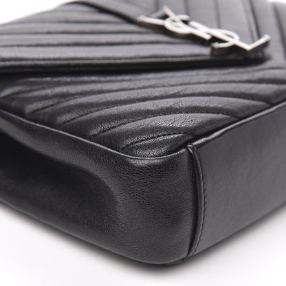 Saint Laurent Sheepskin Matelasse Chevron Monogram Medium College Bag Black 7 of 12