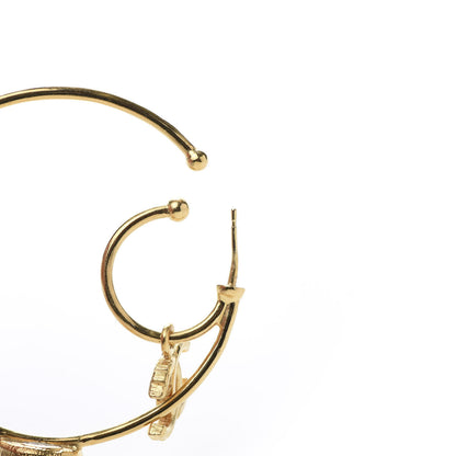 Chanel Pearl CC Tags Hoop Earrings Gold 6 of 6