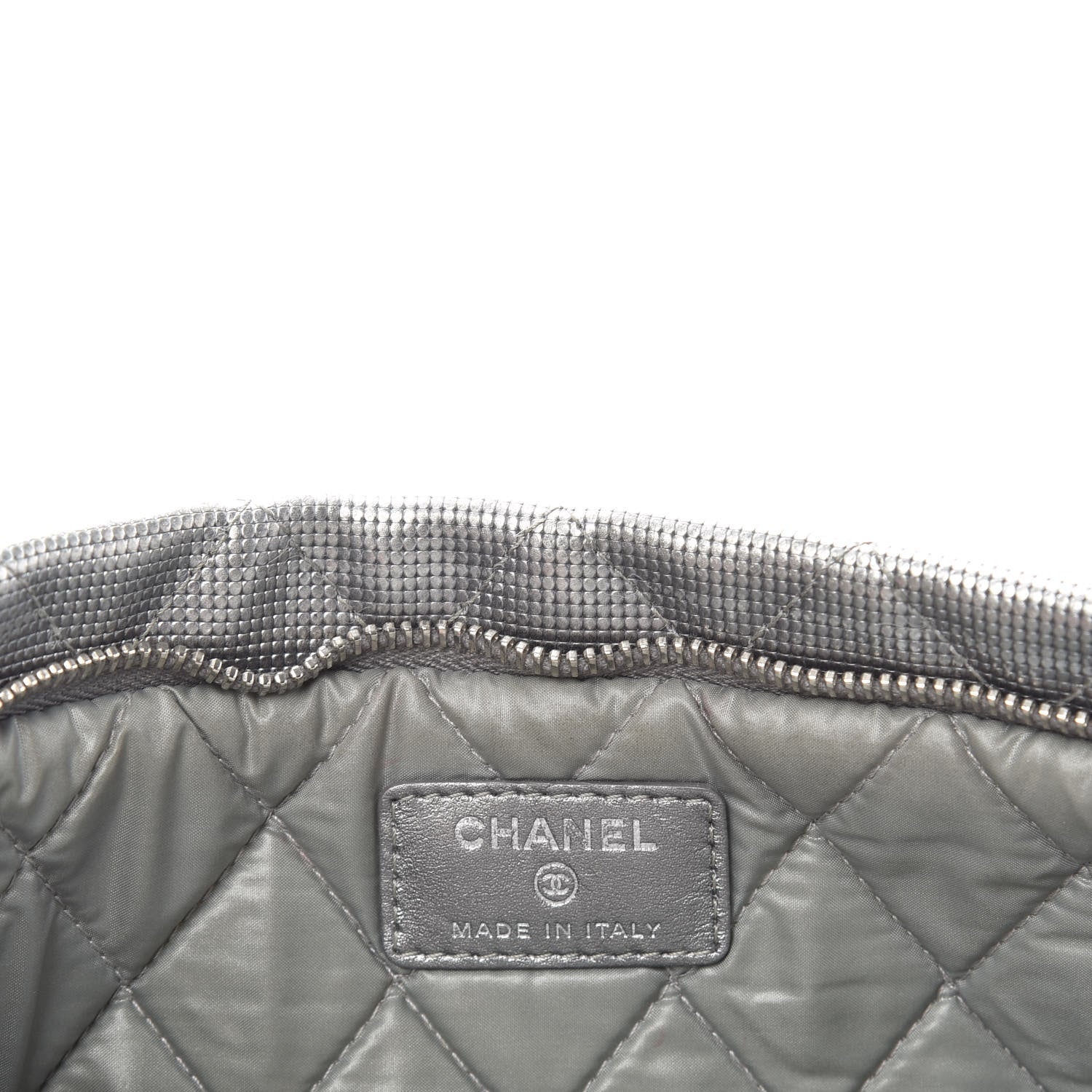 Chanel Metallic Calfskin Quilted Pixel Effect CC Beauty Clutch Silver 6 of 7