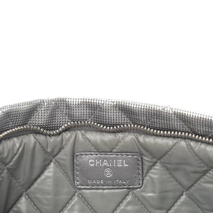 Chanel Metallic Calfskin Quilted Pixel Effect CC Beauty Clutch Silver 6 of 7