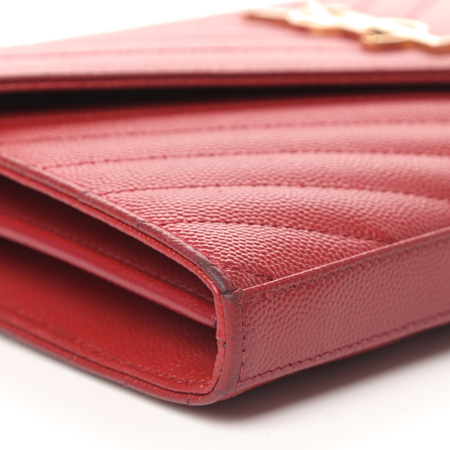 Grain De Poudre Matelasse Chevron Monogram Chain Wallet New Red
