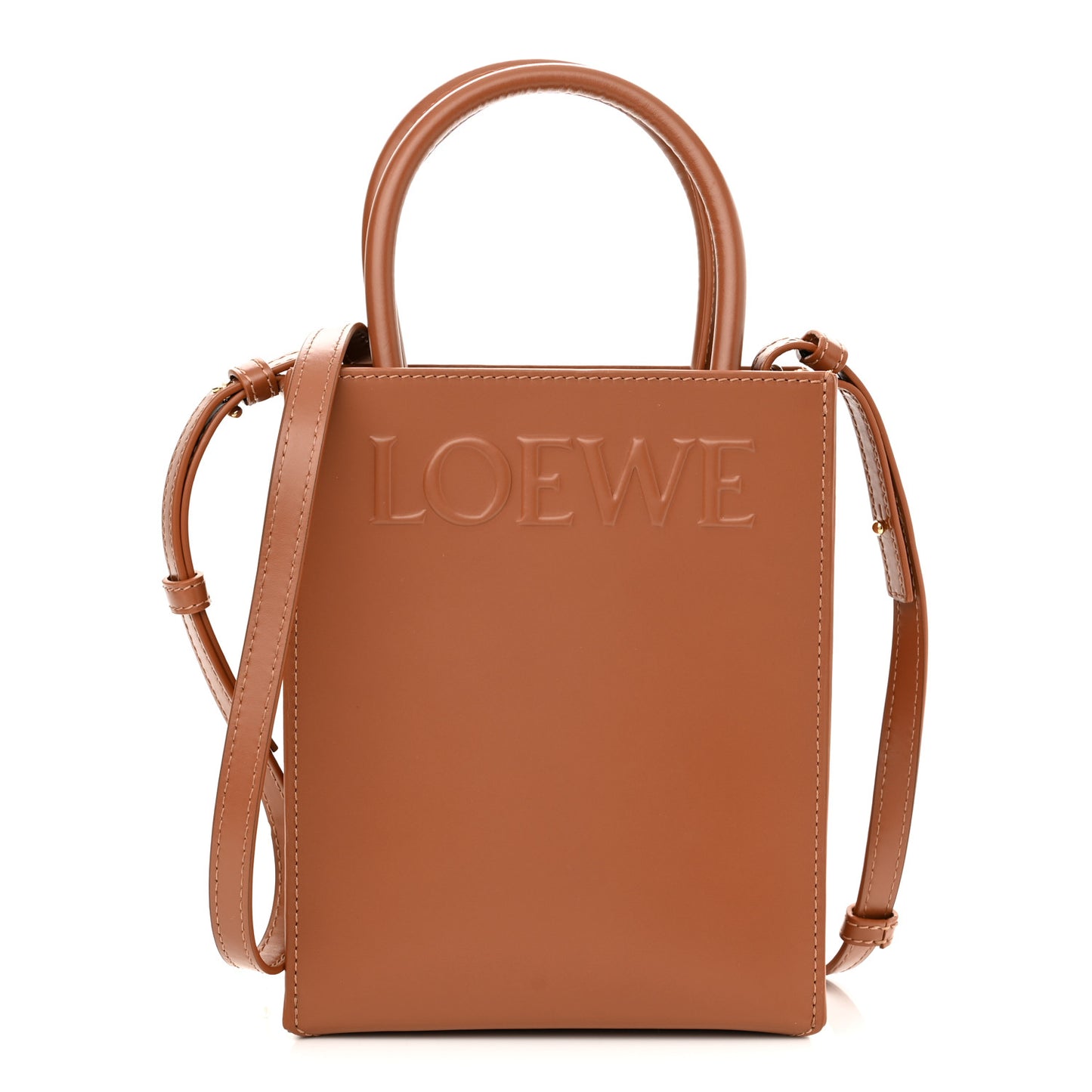 Smooth Calfskin Logo Small A5 Tote Tan