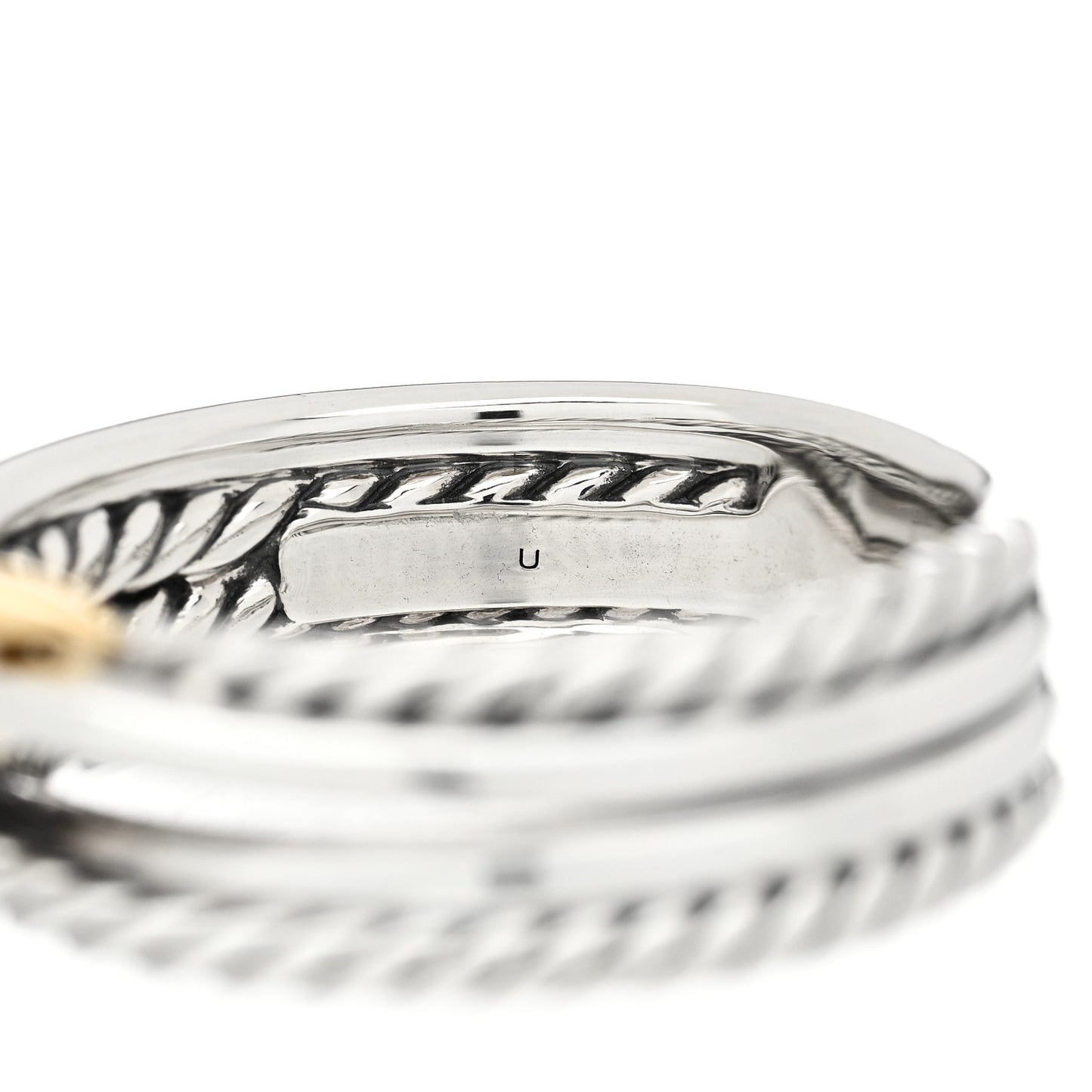 Sterling Silver 18K Yellow Gold 6mm X Crossover Ring 54 7