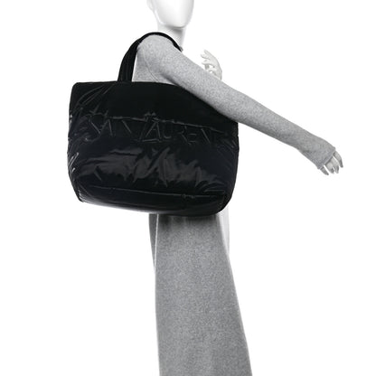 Saint Laurent Silktech Canvas Wide Puffer Tote Black 2 of 10