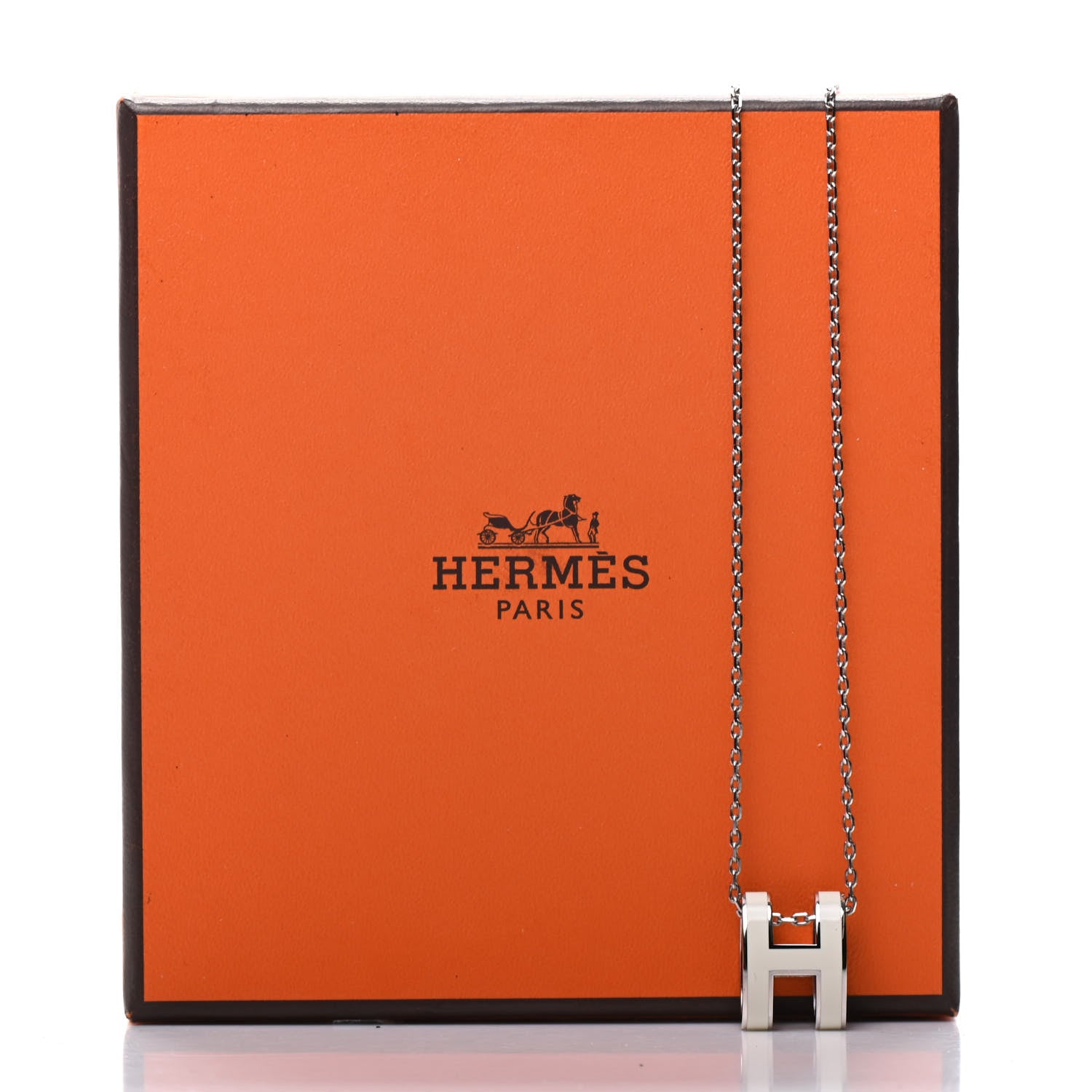 Hermes Lacquered Palladium Pop H Pendant Necklace White 7 of 7