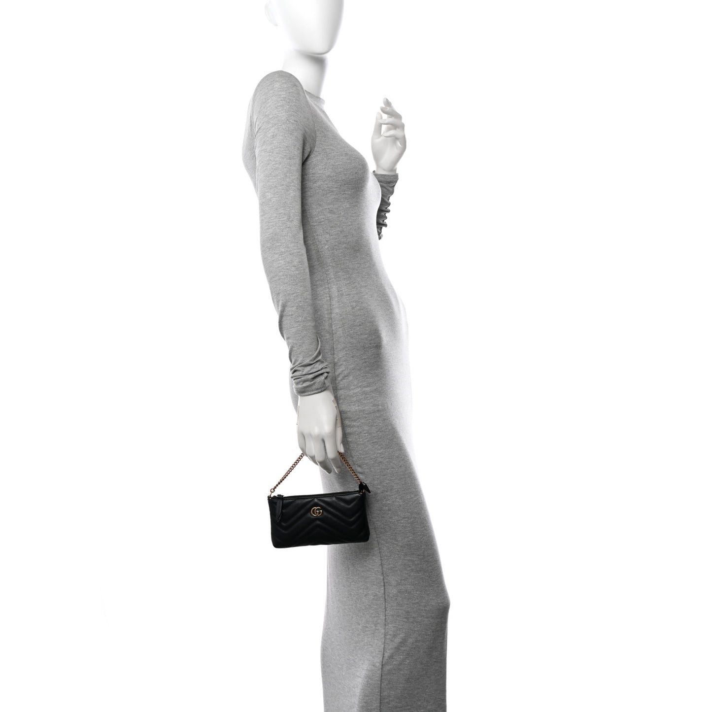 Calfskin Matelasse Mini GG Marmont Chain Bag Black