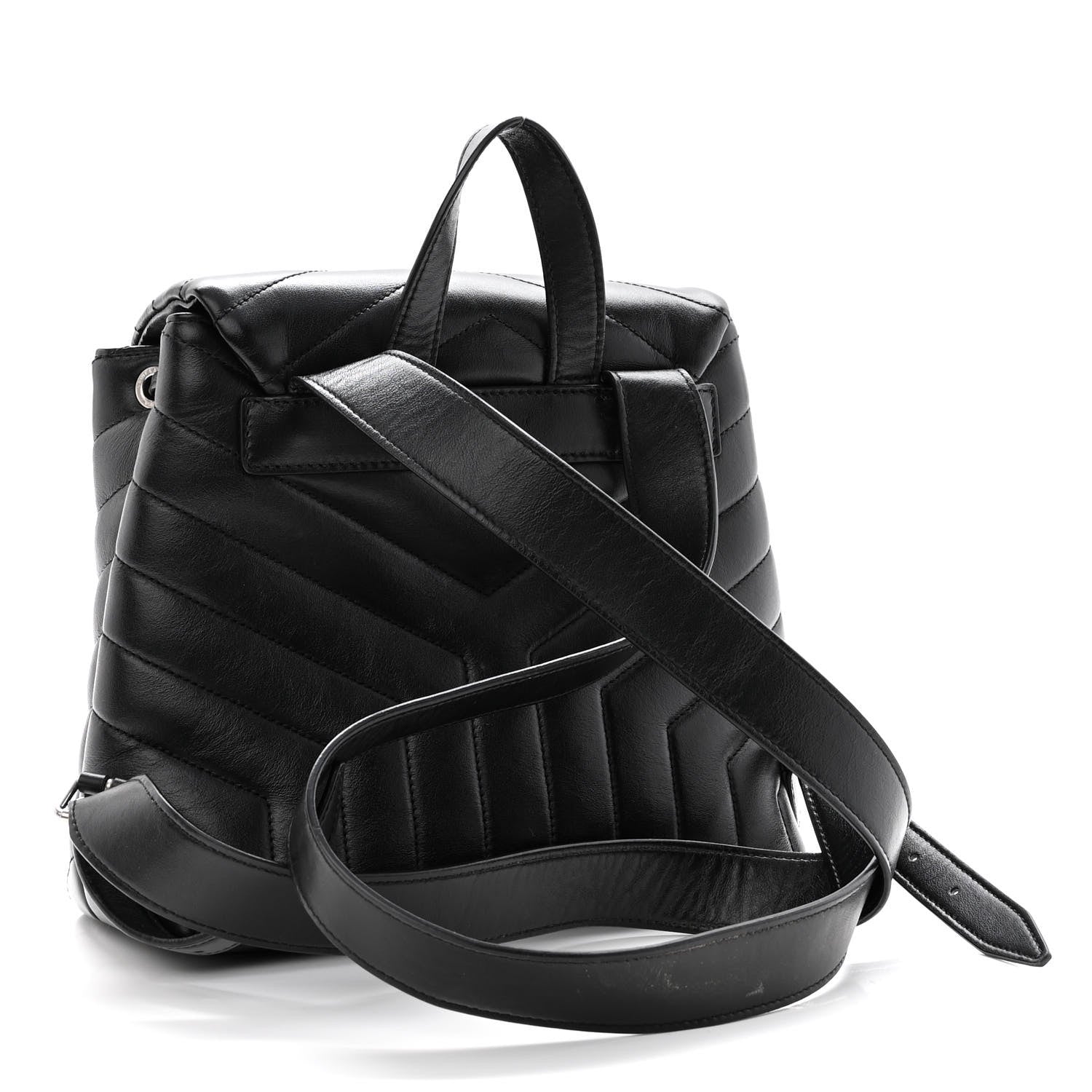 Saint Laurent Calfskin Y Quilted Monogram Small Loulou Backpack Black 3 of 10