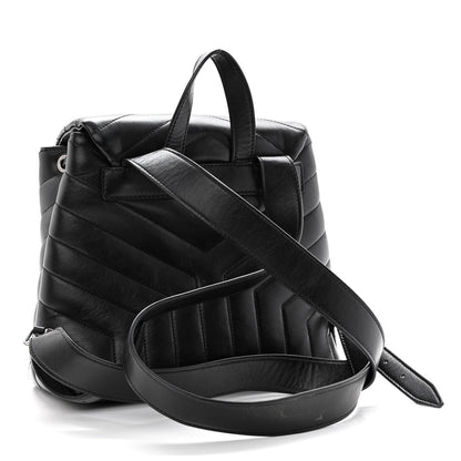 Saint Laurent Calfskin Y Quilted Monogram Small Loulou Backpack Black 3 of 10