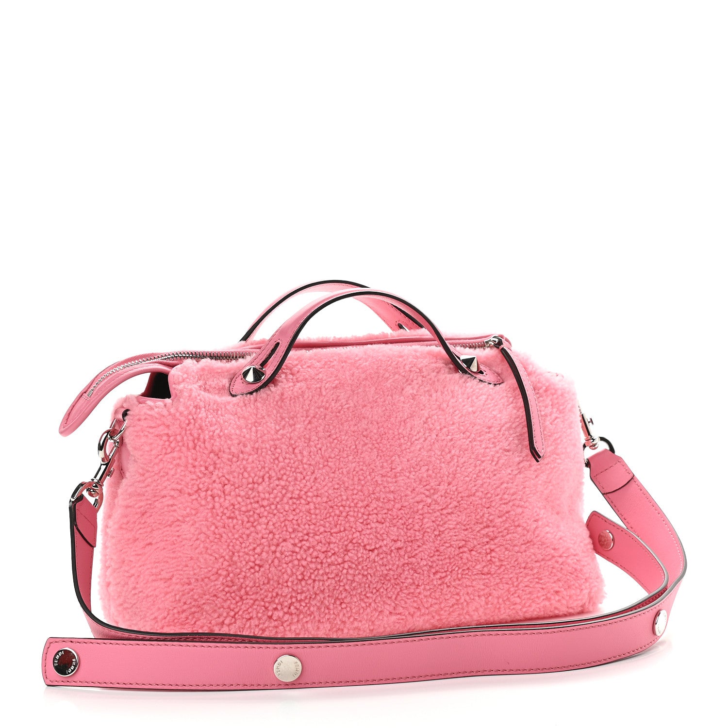 Fendi Shearling Vitello Dolce Medium By The Way Boston Bag Bubble Gum 3 of 9