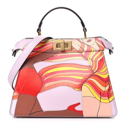 Fendi Vitello Seta Shiny Nappa Dancing Girls Inlay Small Peekaboo I SEE U Satchel Anemone Multicolor 1 of 8