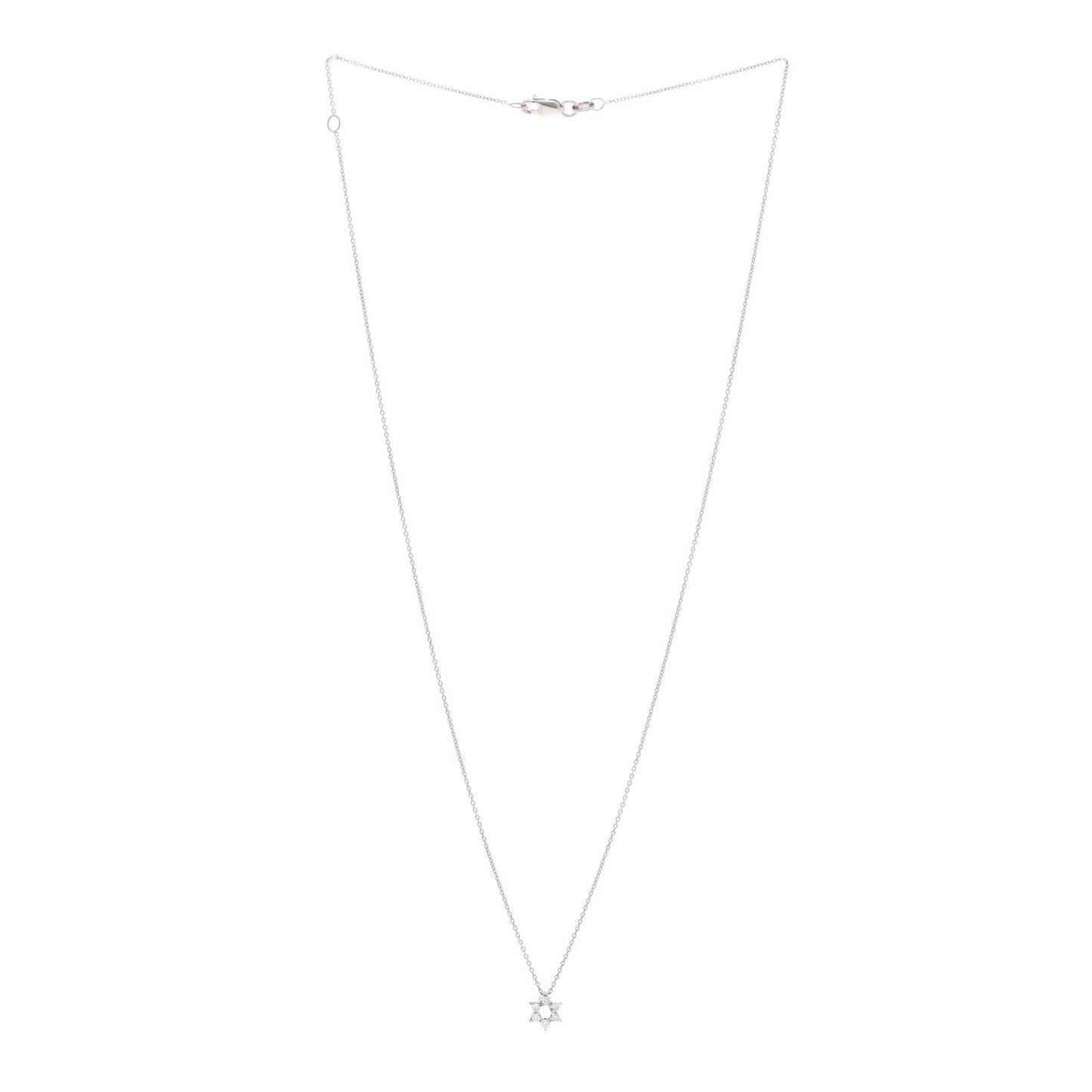 18K White Gold Diamond Tiny Treasures Star of David Pendant Necklace