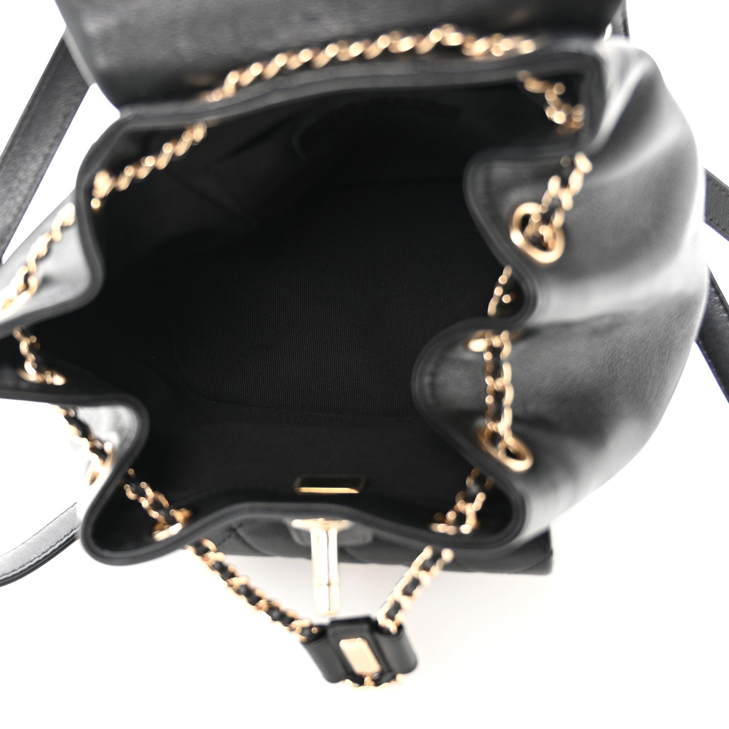 Chanel Glazed Aged Calfskin Quilted Small Duma Drawstring Backpack Black 4 of 9