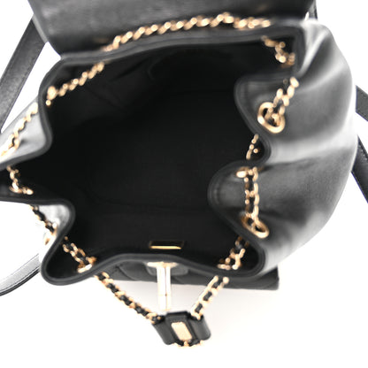 Chanel Glazed Aged Calfskin Quilted Small Duma Drawstring Backpack Black 4 of 9