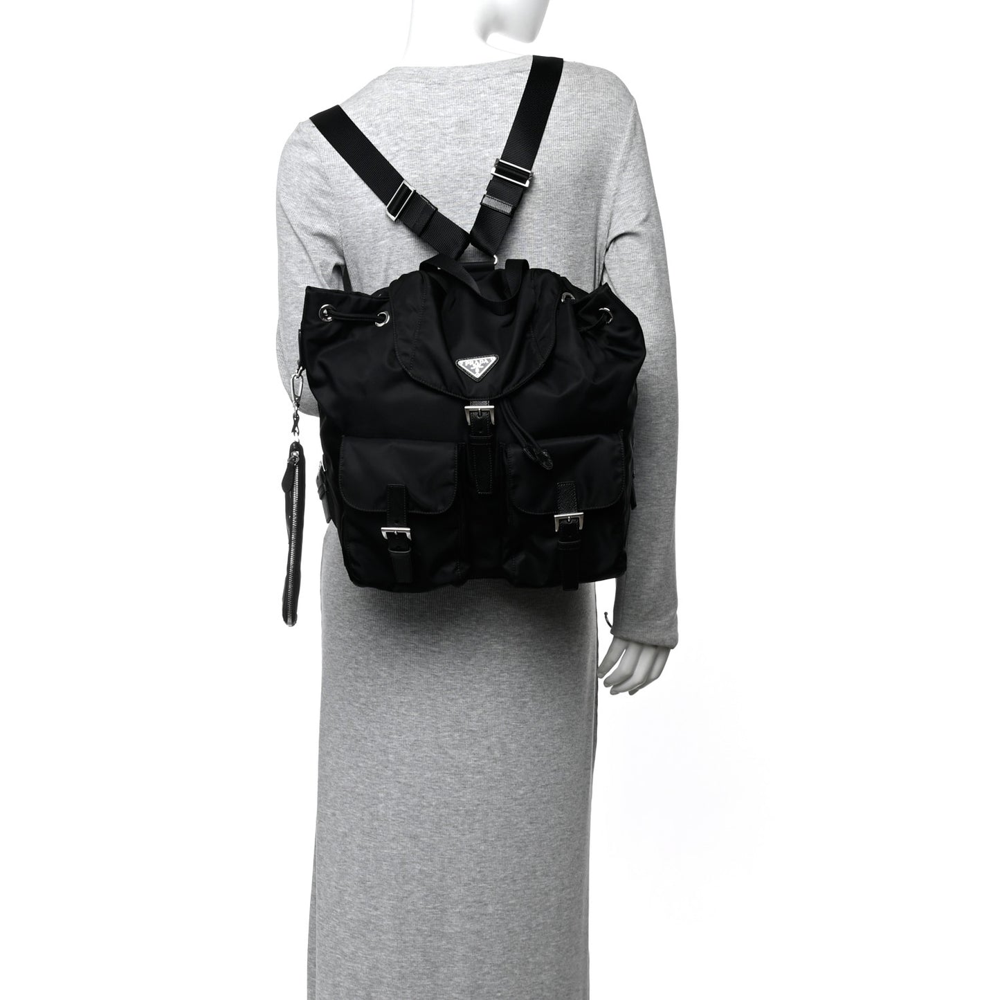 Re-Nylon Saffiano Medium Backpack Black