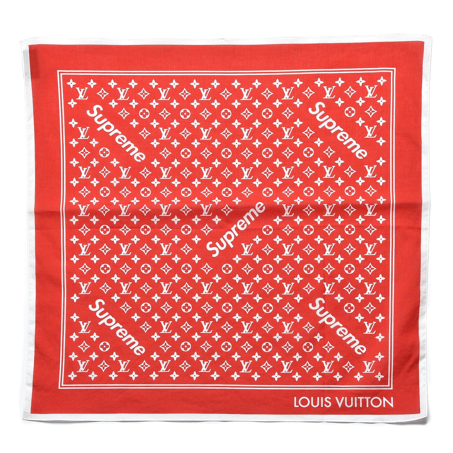 X SUPREME Cotton Monogram Bandana Scarf Red