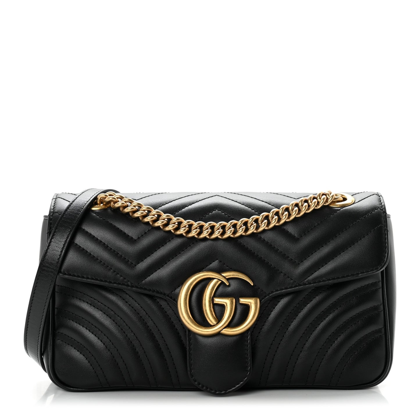 Calfskin Matelasse Small GG Marmont Shoulder Bag Black