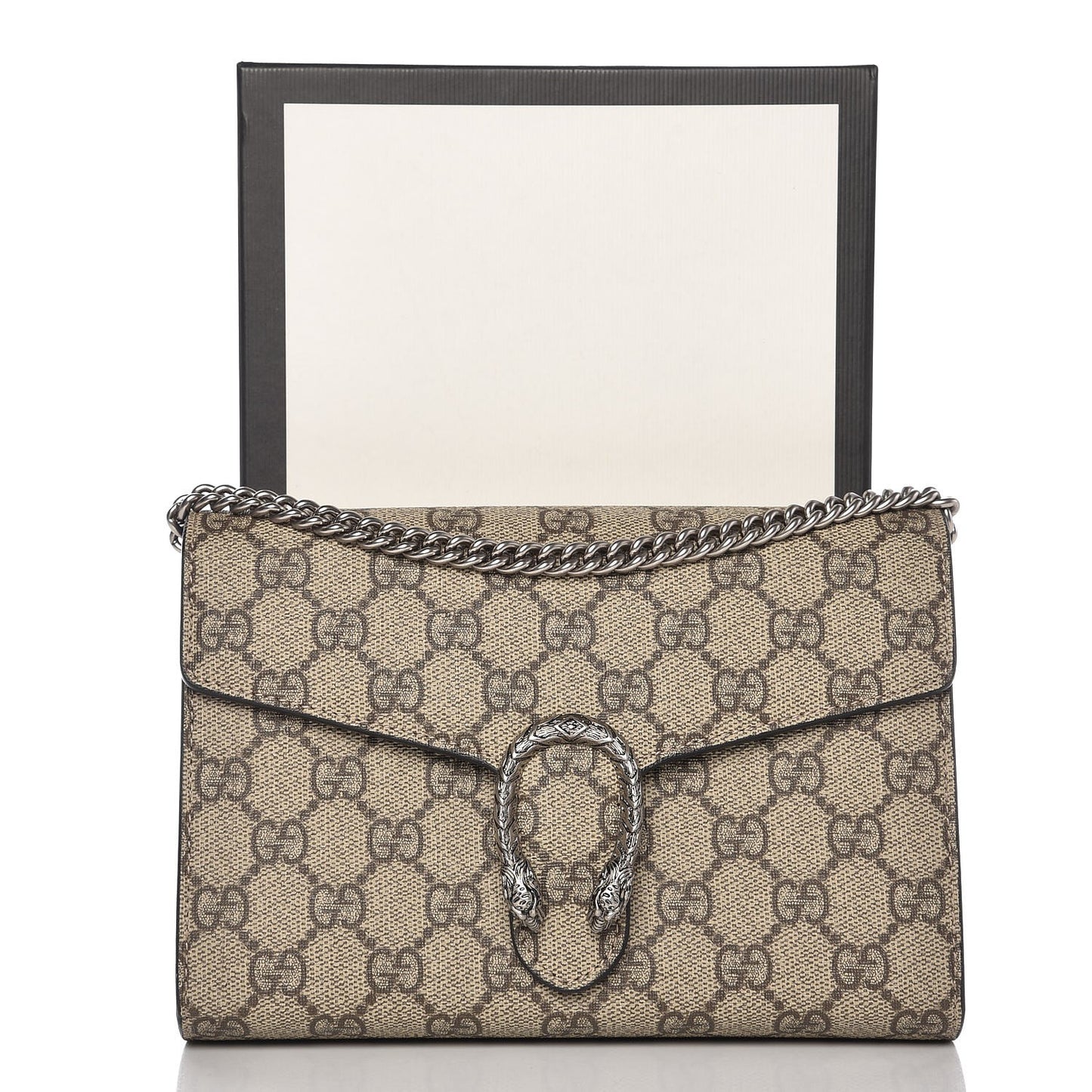 GG Supreme Monogram Mini Dionysus Chain Wallet Beige Black