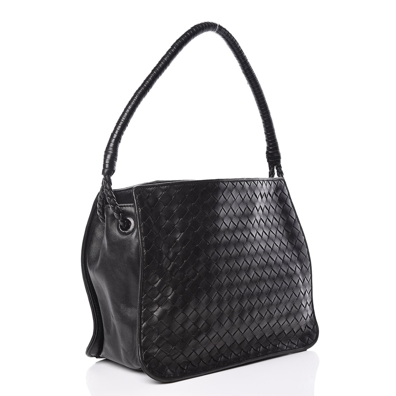 Bottega Veneta Nappa Intrecciato Shoulder Bag Black 3 of 12