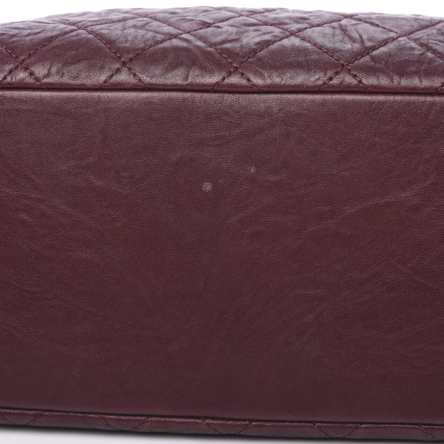 Crumpled Lambskin Quilted Large CC Shopping Tote Burgundy