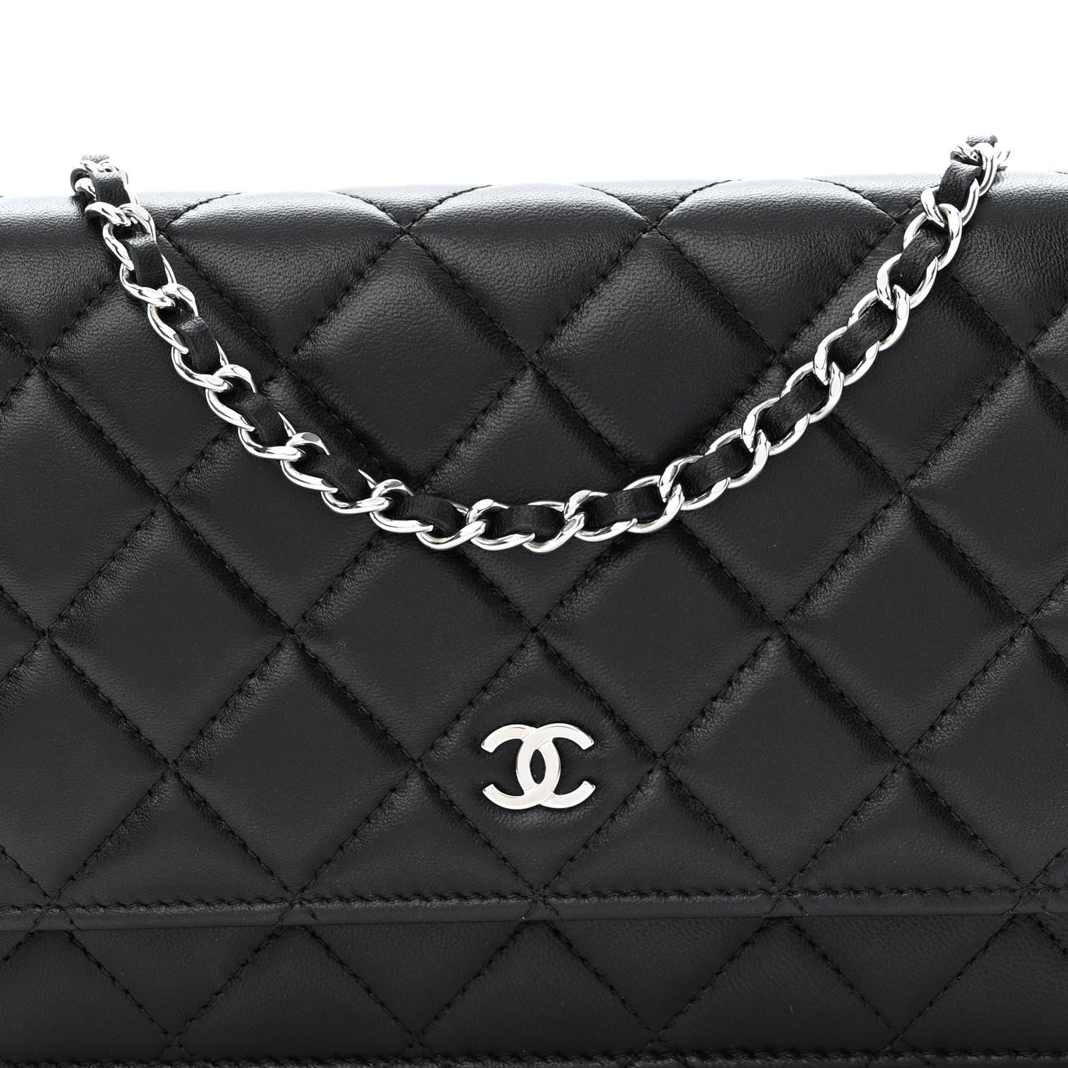 Chanel Lambskin Quilted Wallet On Chain WOC Black 9 of 11