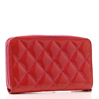 Chanel Patent Quilted Small Zip Around Wallet Pink 3 of 9
