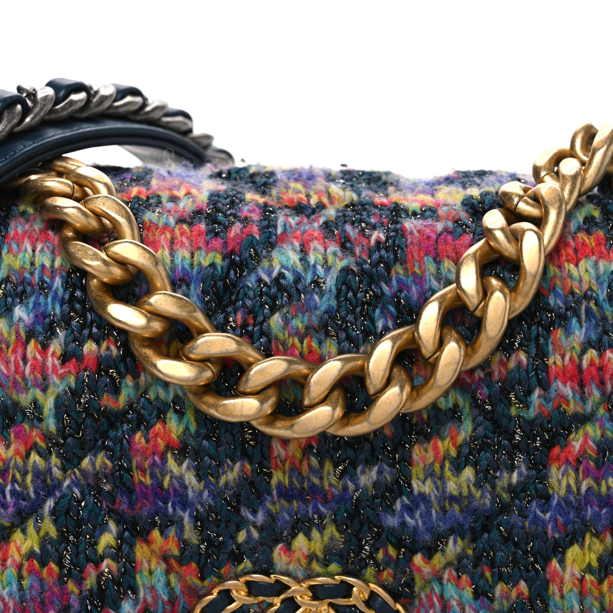 Chanel Tweed Quilted Medium Chanel 19 Flap Dark Multicolor 8 of 11