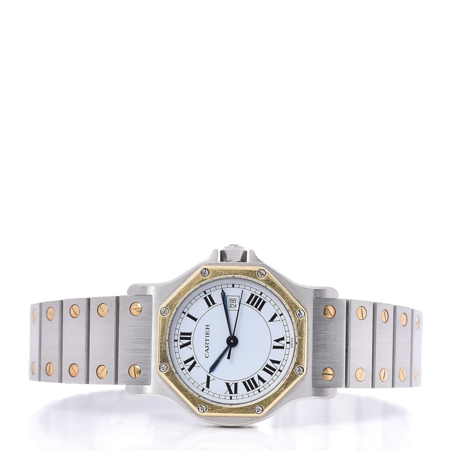 Stainless Steel 18K Yellow Gold 29mm Santos Octagon Automatic Watch