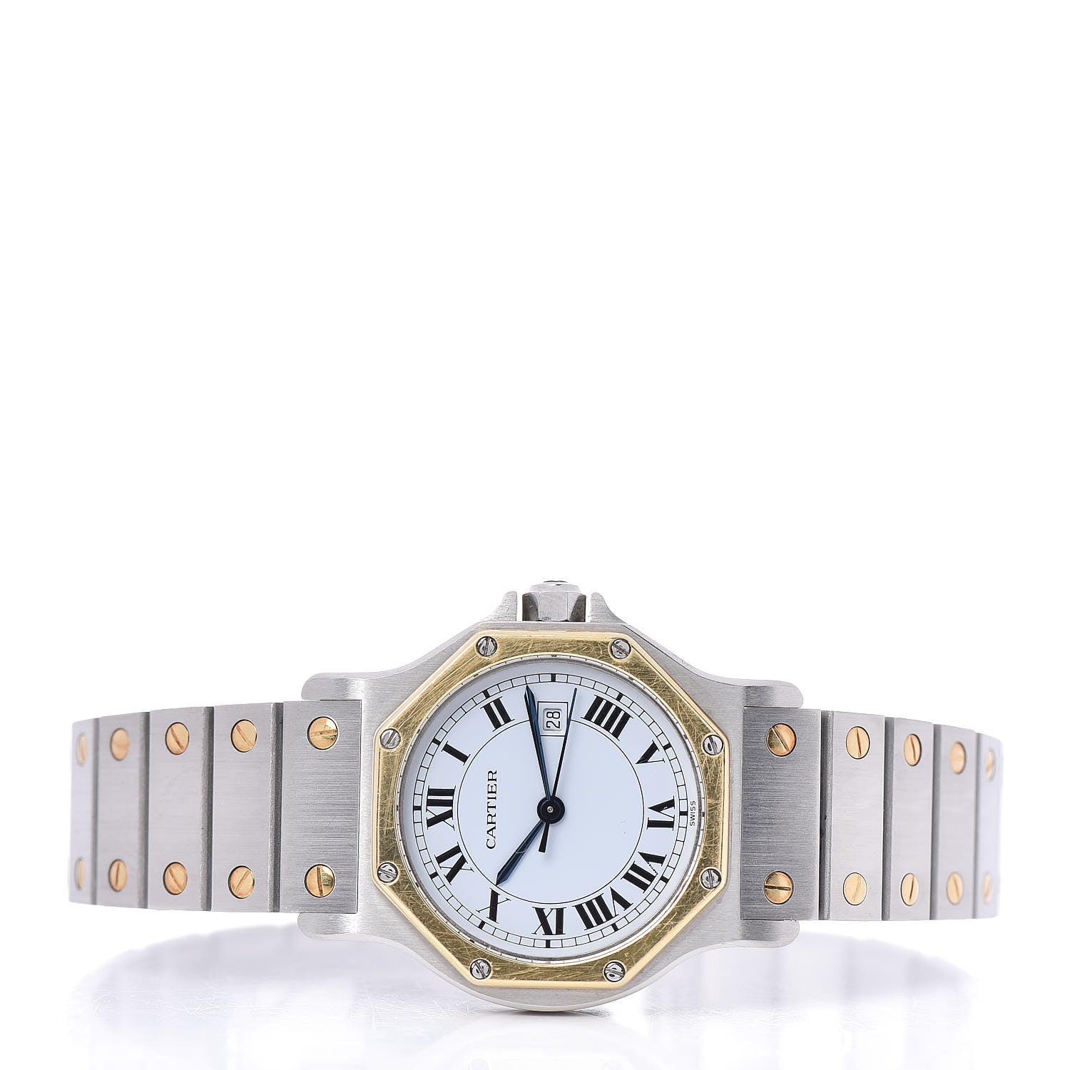 Cartier Stainless Steel 18K Yellow Gold 29mm Santos Octagon Automatic Watch 3 of 6