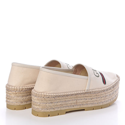 Gucci Canvas Logo Platform Espadrilles 37 Off White 4 of 8
