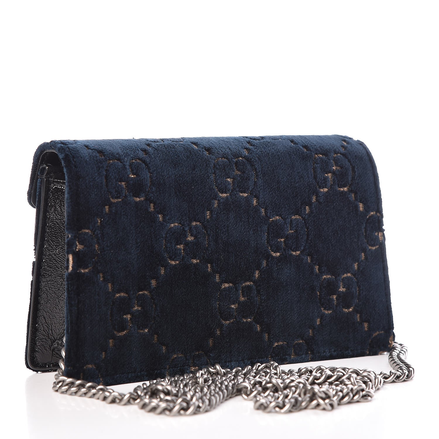 Gucci Velvet GG Monogram Super Mini Dionysus Shoulder Bag Blue Beige Black 3 of 9