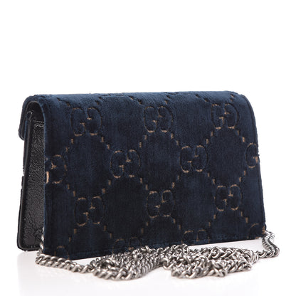 Gucci Velvet GG Monogram Super Mini Dionysus Shoulder Bag Blue Beige Black 3 of 9