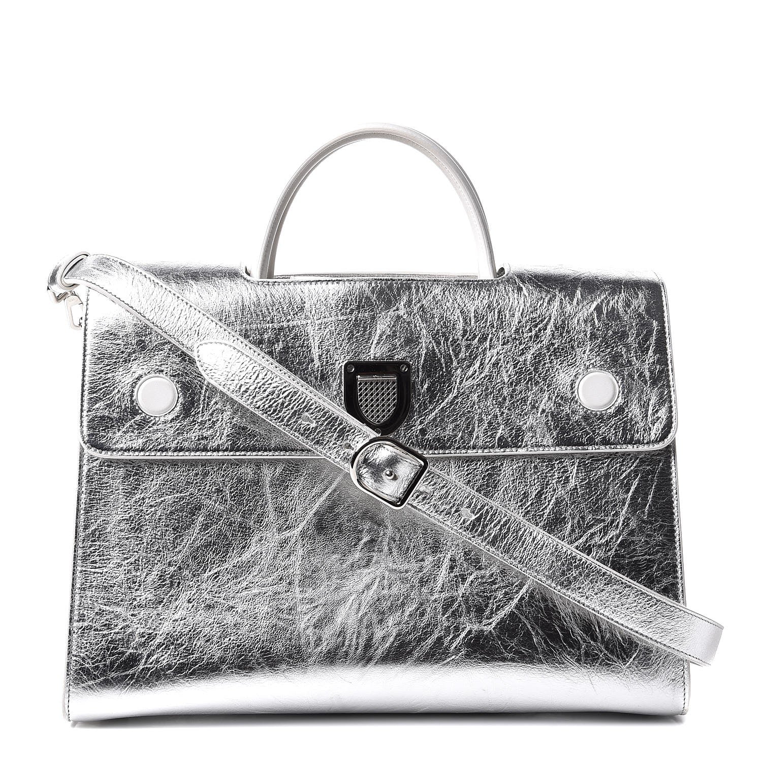 Christian Dior Metallic Calfskin Large Diorever Flap Silver 1 of 8