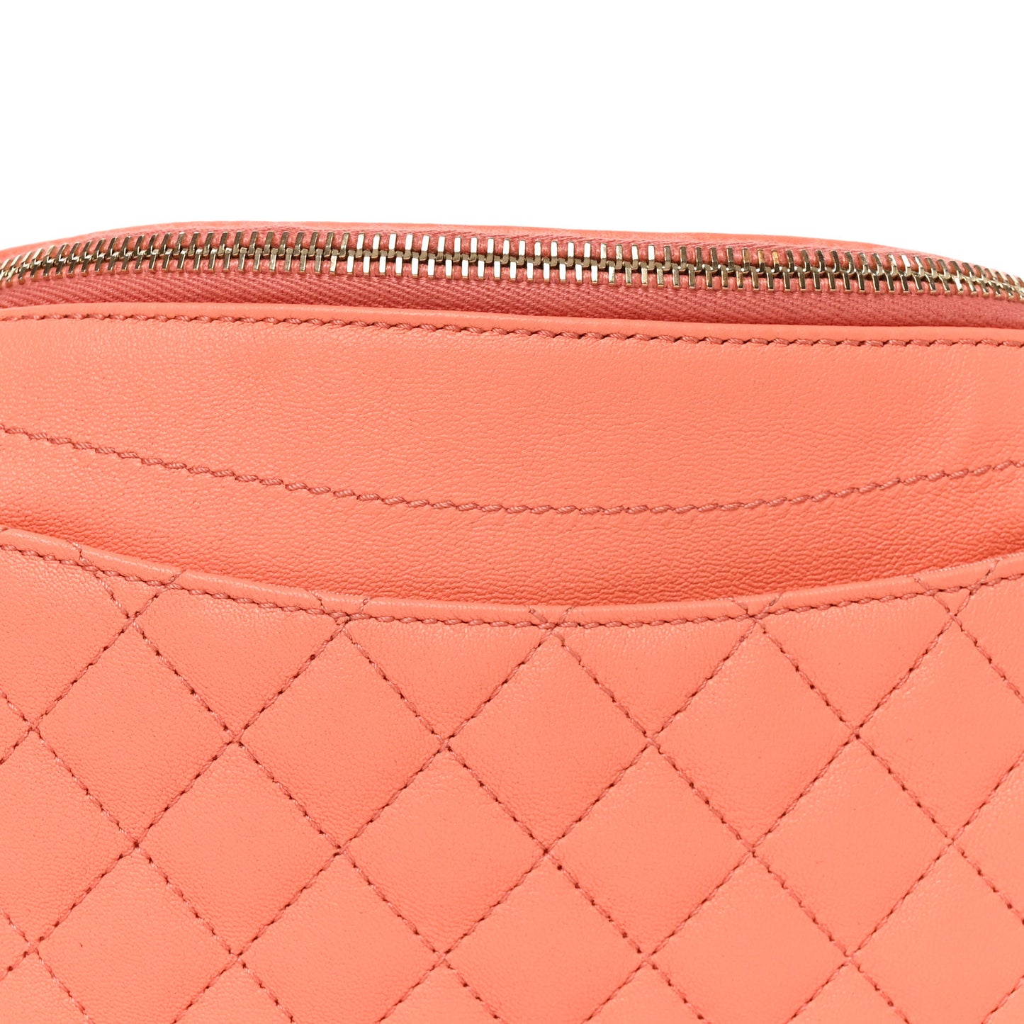 Lambskin Quilted Bi Waist Bag Fanny Pack Orange