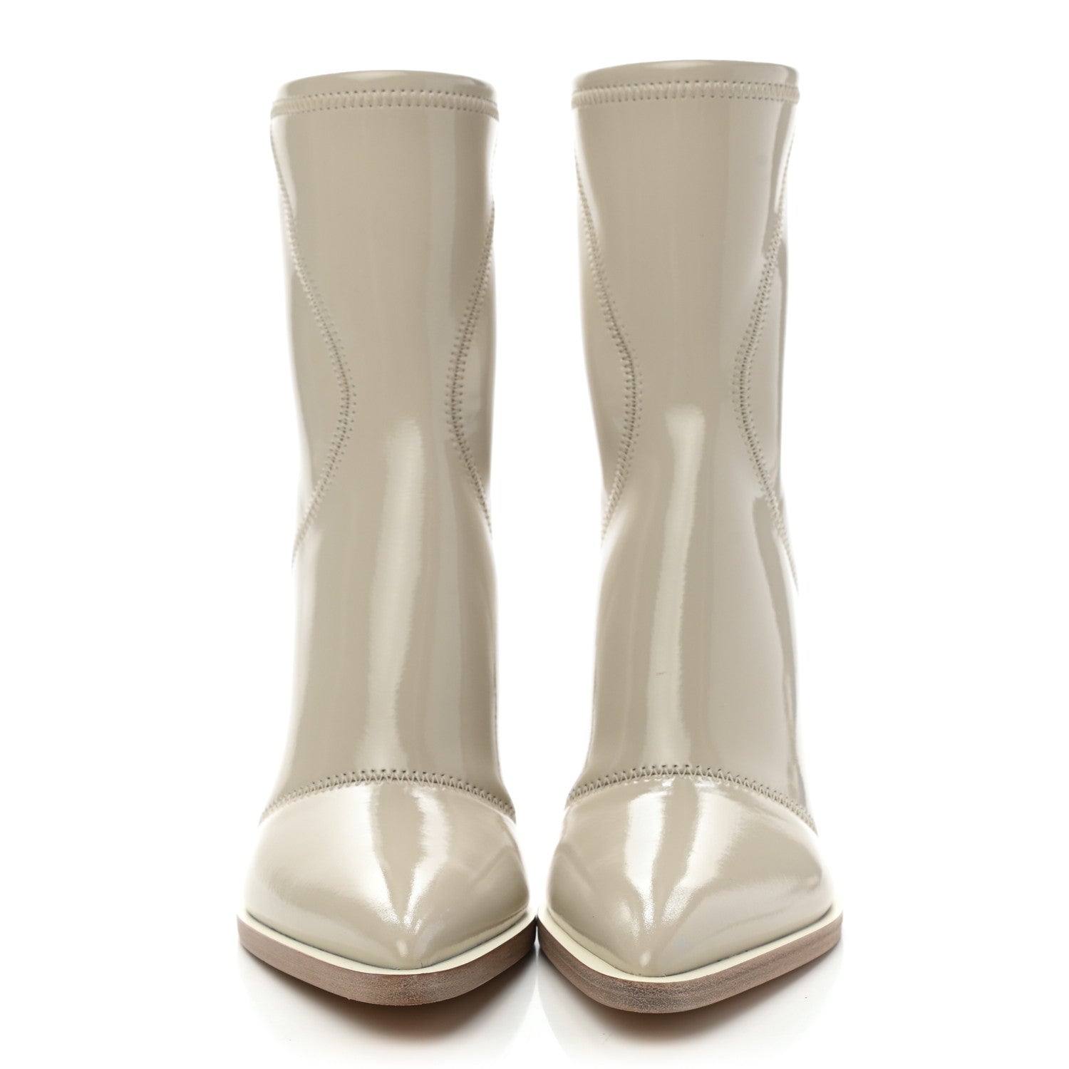 Fendi Glossy Neoprene FFrame Ankle Boots 36.5 Pietra 2 of 8
