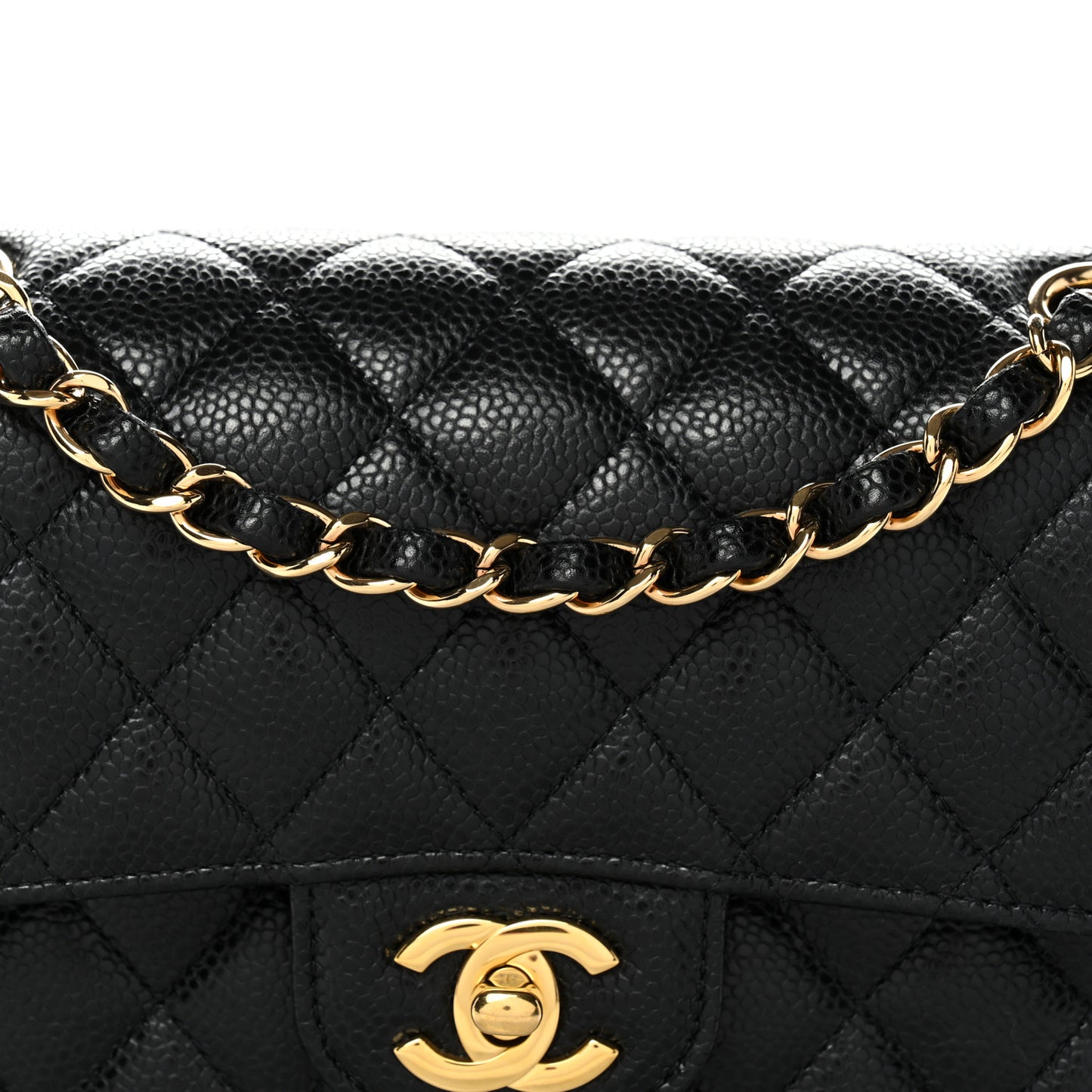 Caviar Quilted Small Double Flap Black