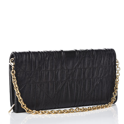 Christian Dior Gaufre Lambskin Cannage Rendez-vous Chain Wallet Black 3 of 9