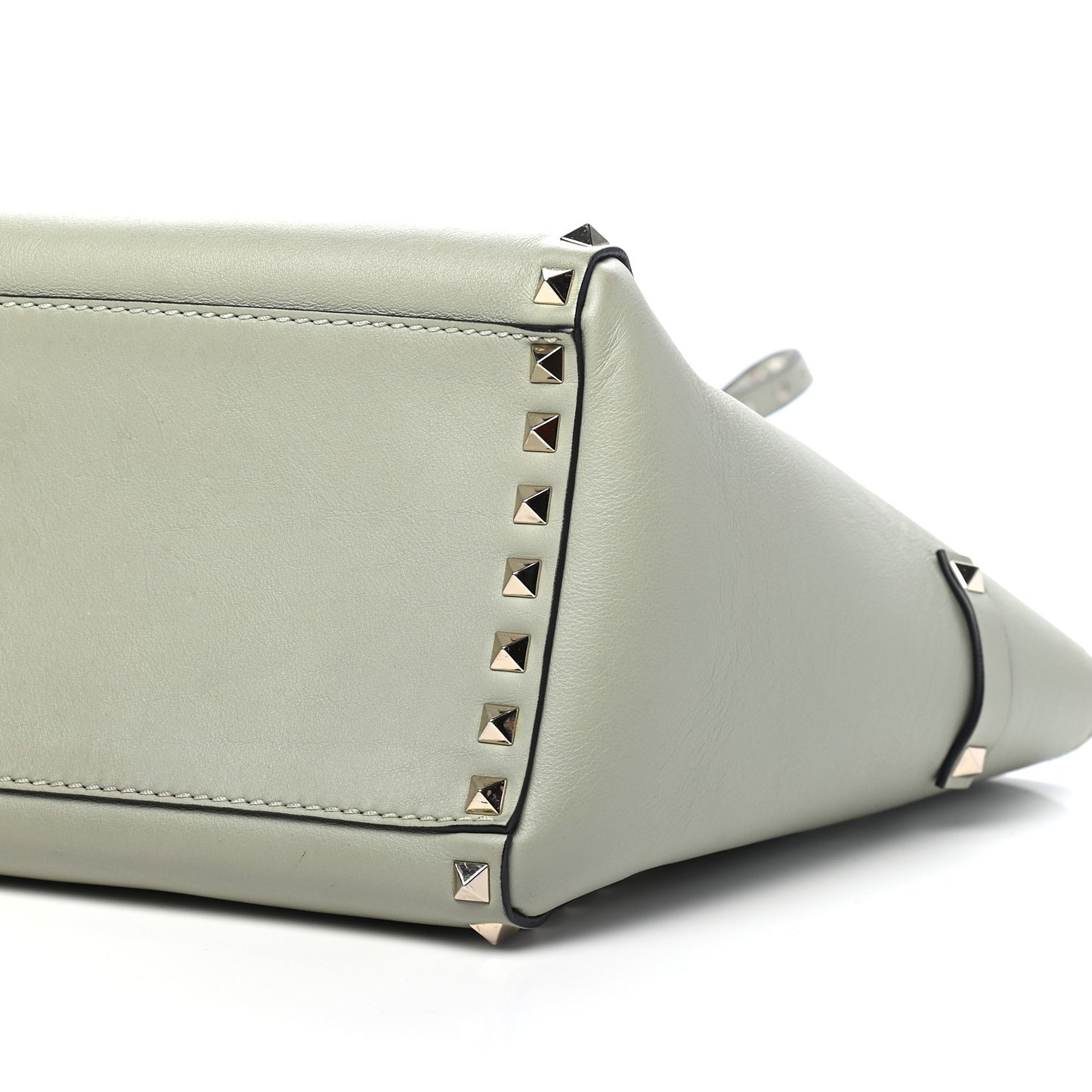 Vitello Small Rockstud Double Handle Tote Green Tea Sorbet