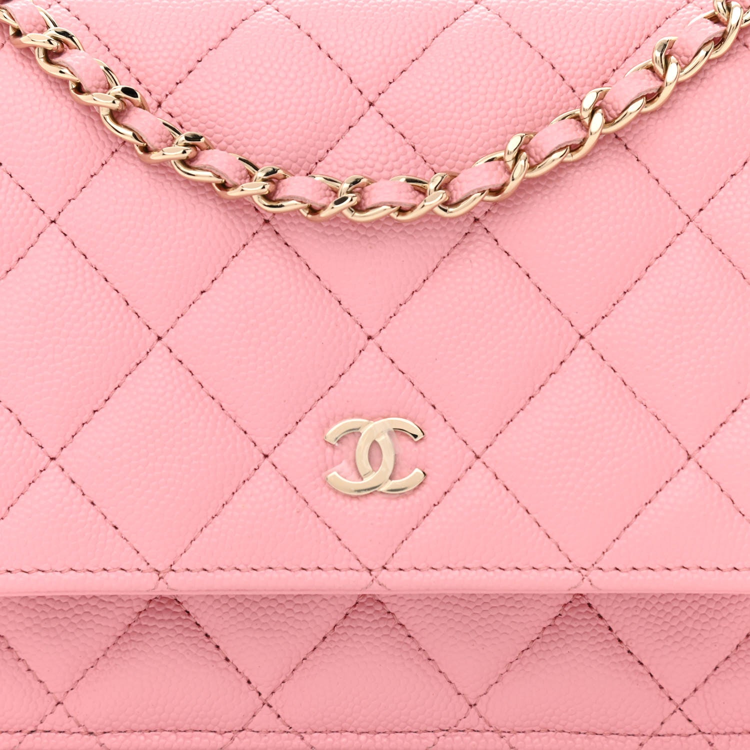 Chanel Caviar Quilted Wallet on Chain WOC Light Pink 9 of 12