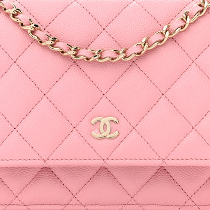 Chanel Caviar Quilted Wallet on Chain WOC Light Pink 9 of 12