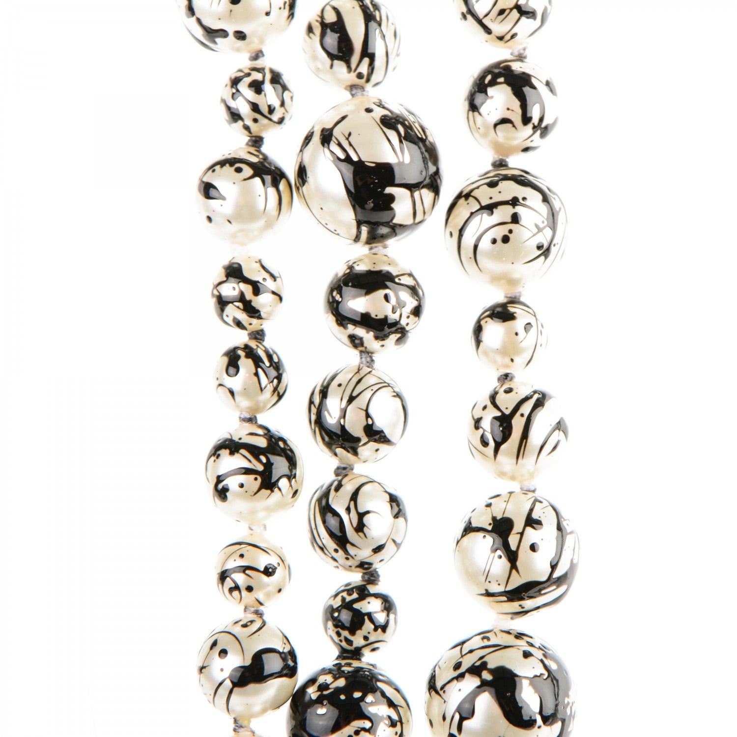 Chanel Pearl CC Graffiti 3 Strand Long Necklace Black Gold 4 of 9