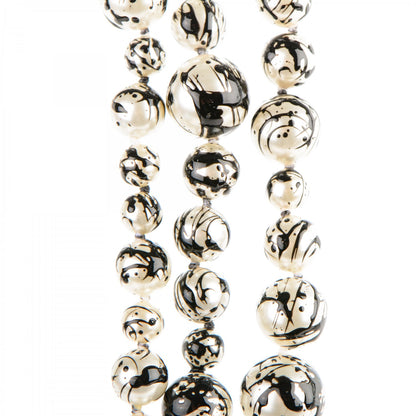 Chanel Pearl CC Graffiti 3 Strand Long Necklace Black Gold 4 of 9