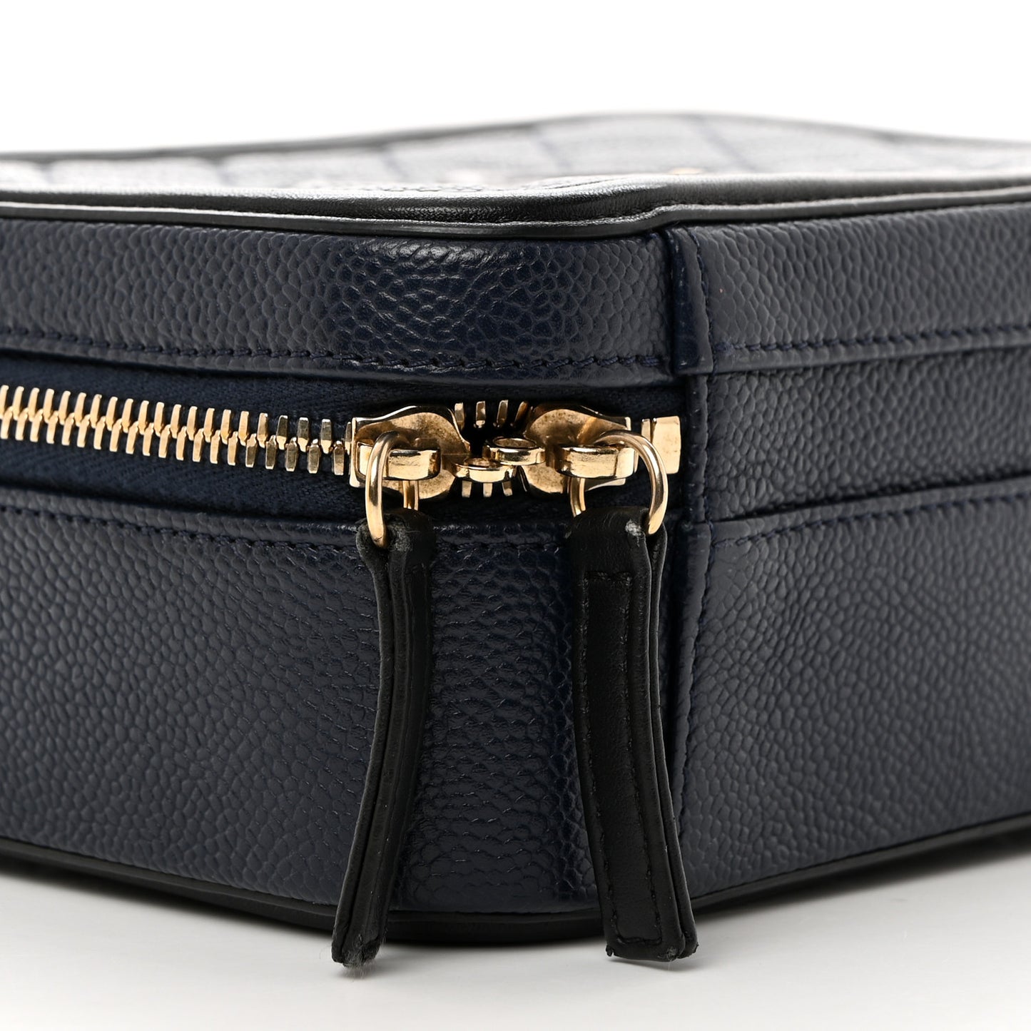 Caviar Quilted Medium CC Filigree Vanity Case Navy Black