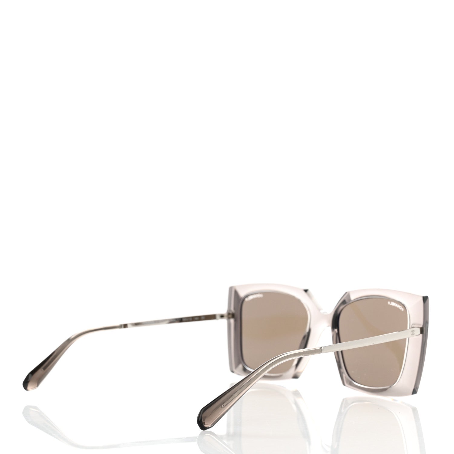 Chanel 18K White Gold Mirror Square Sunglasses 6051 Gray 4 of 7