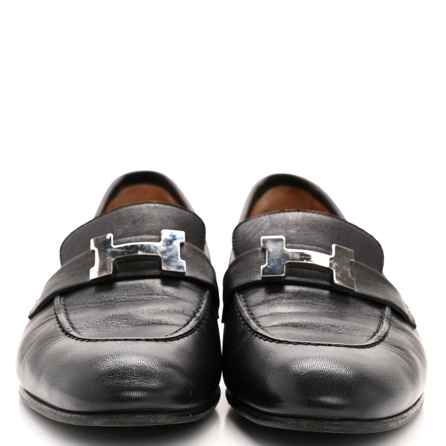 Hermes Goatskin Womens Paris Loafers 37 Black 3 of 10
