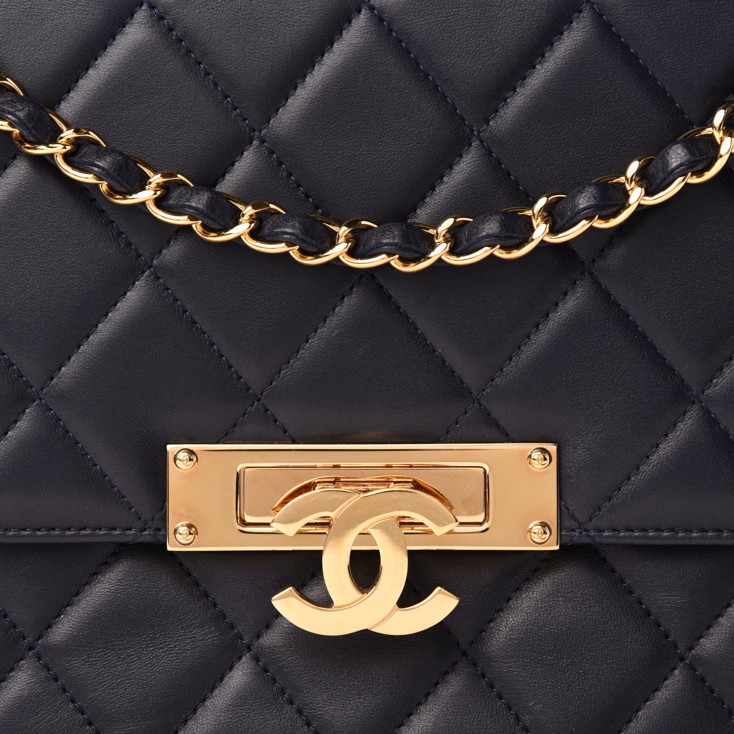 Chanel Lambskin Quilted Large Golden Class Flap Navy 10 of 11