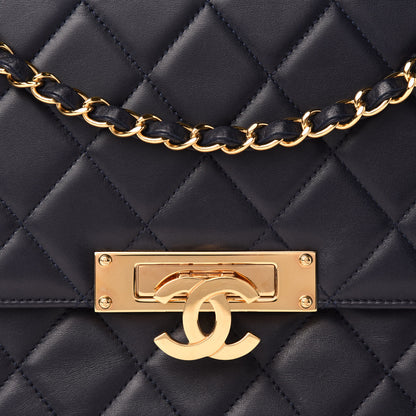 Chanel Lambskin Quilted Large Golden Class Flap Navy 10 of 11