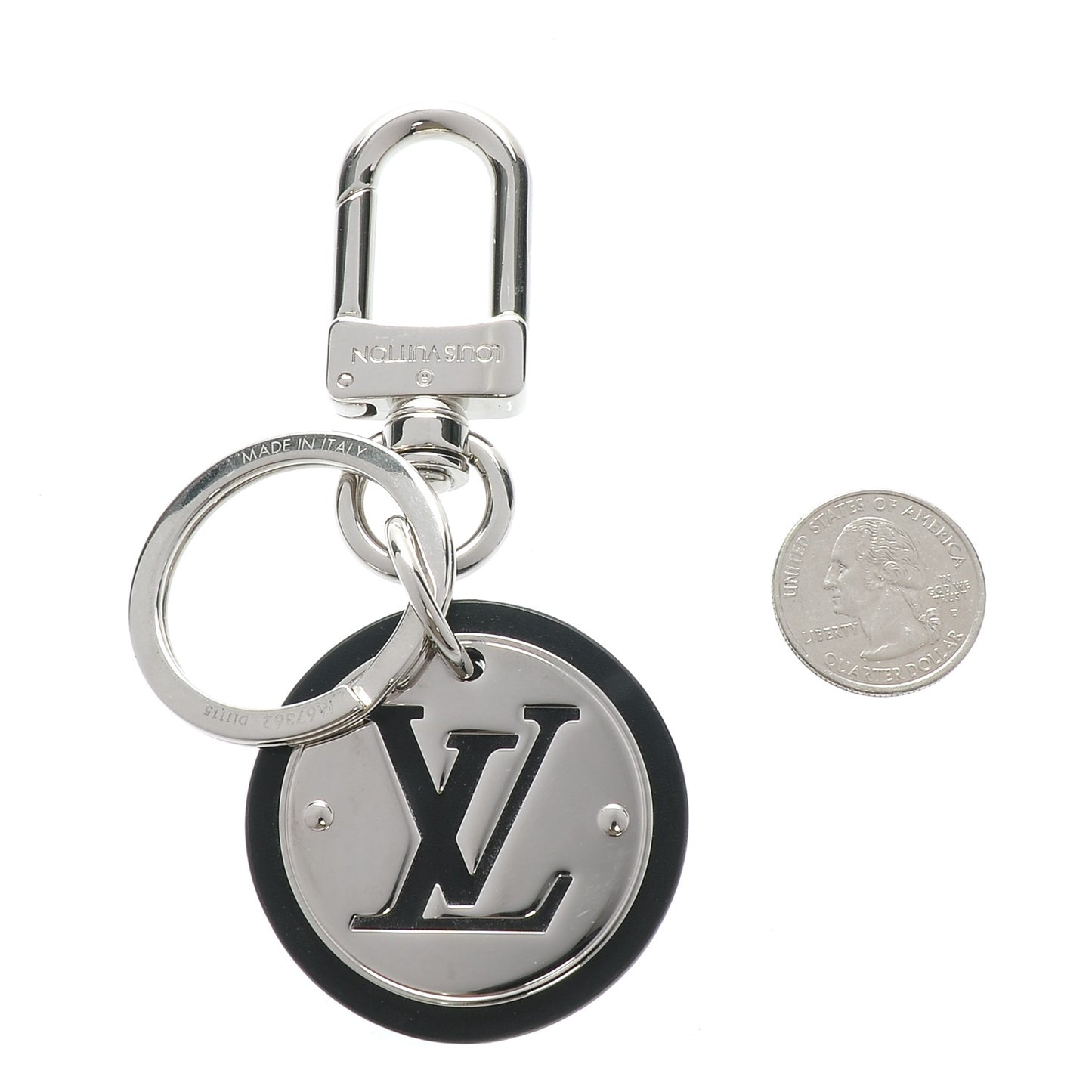 LV Cut Circle Key Holder Silver