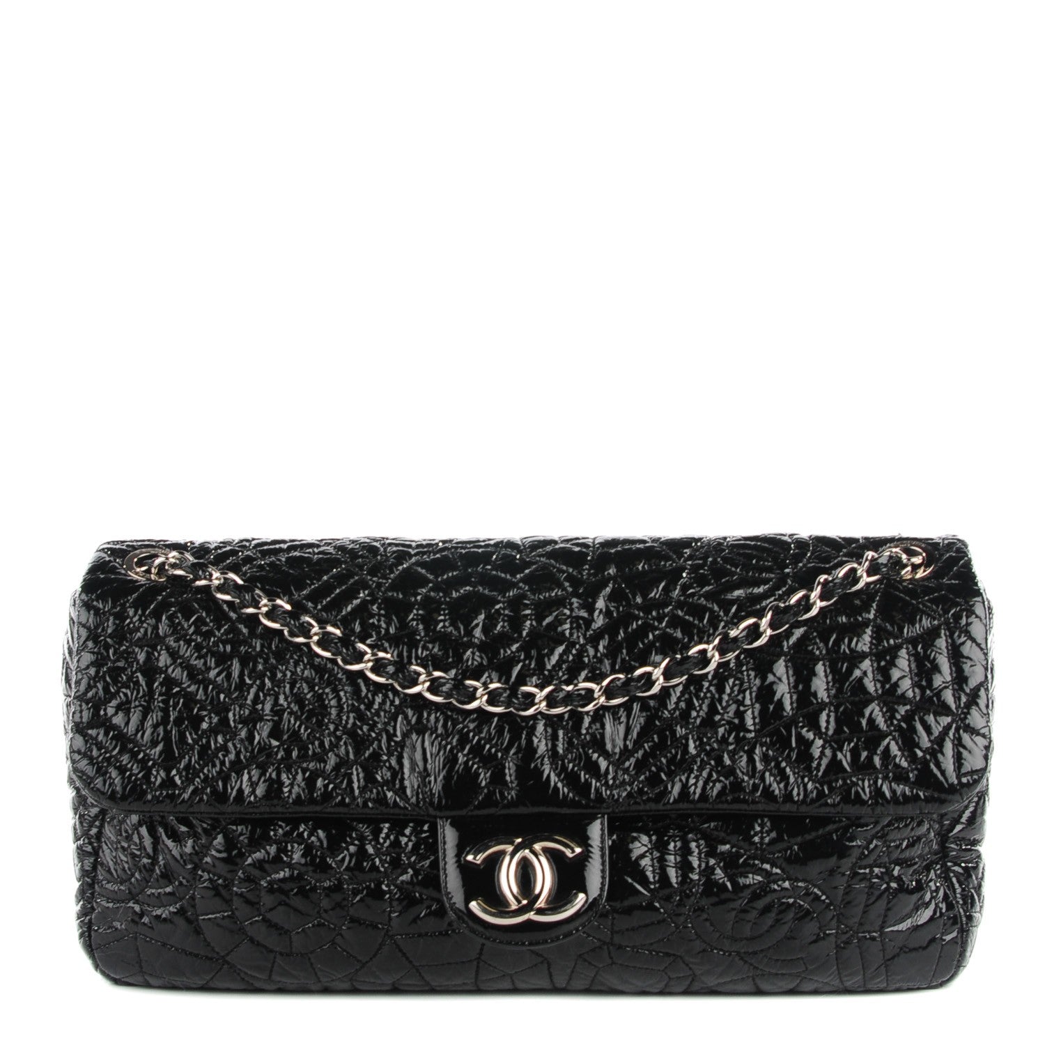 Chanel Vinyl Graphic Edge Flap Black 1 of 7